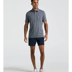 Stripe Chambray Collar Polo