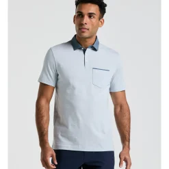 Stripe Chambray Collar Polo