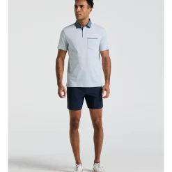Stripe Chambray Collar Polo