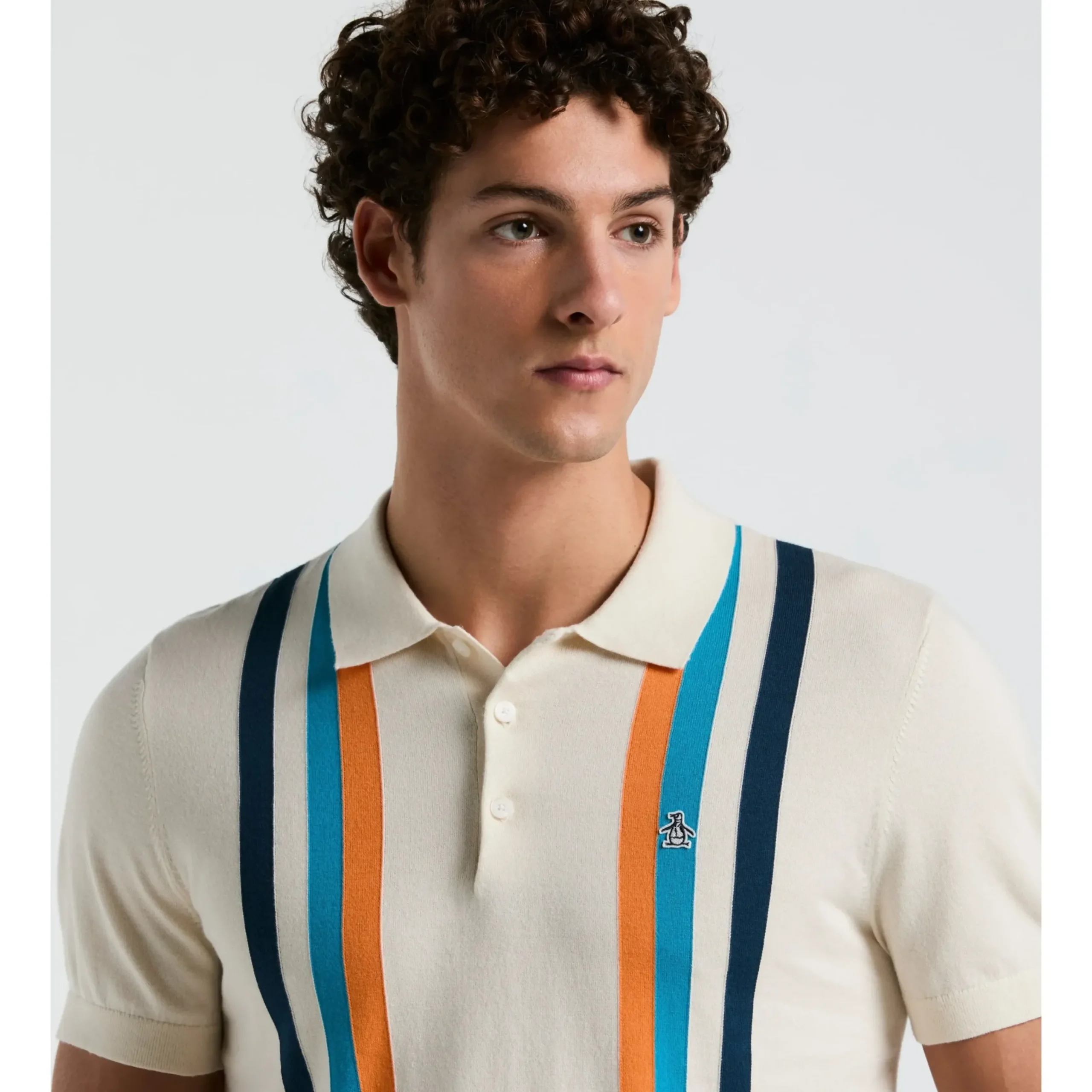Vertical Stripe Sweater Polo