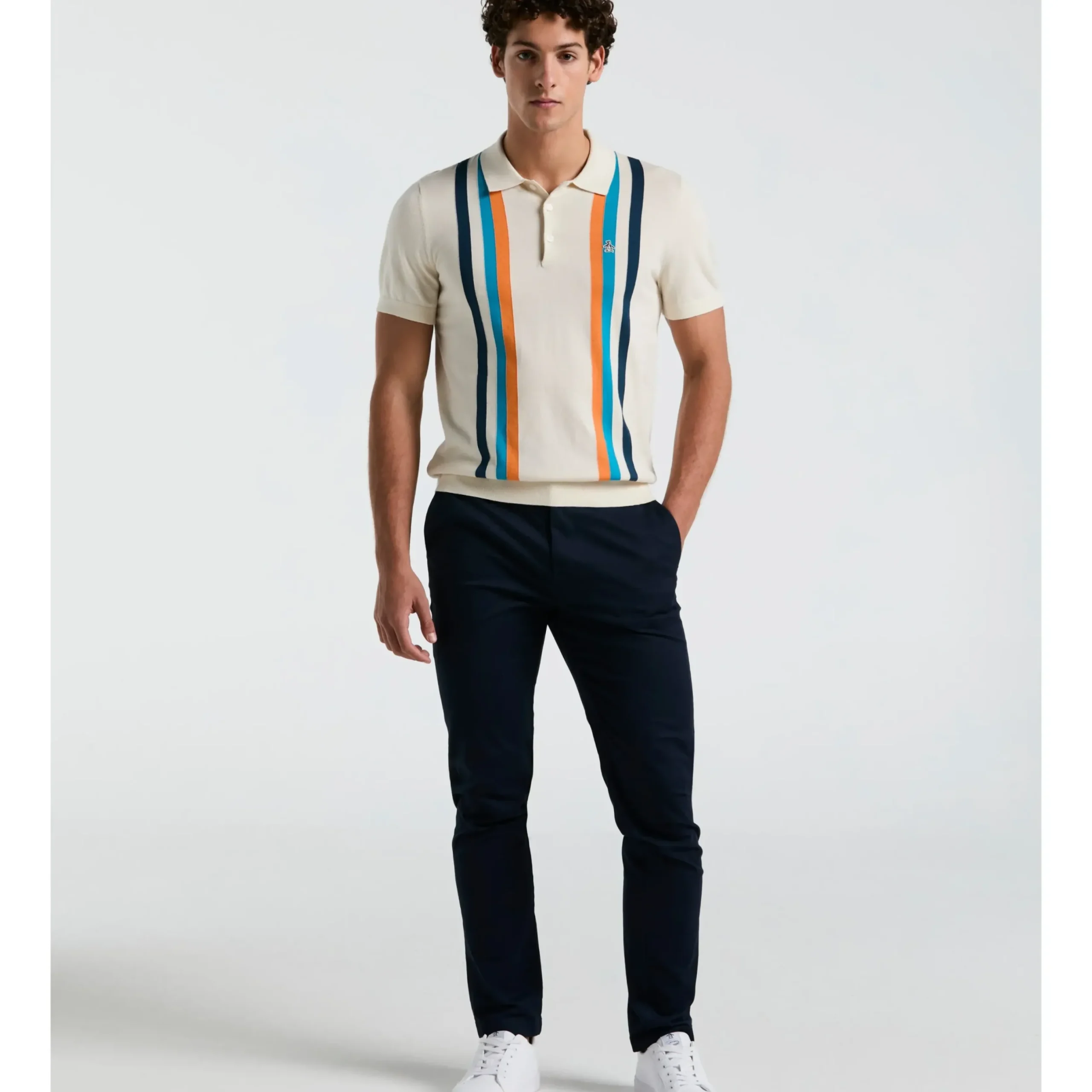 Vertical Stripe Sweater Polo