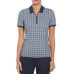 Women's Geometric Golf Polo with Mesh Inserts