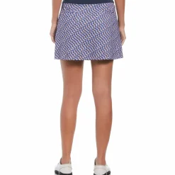 Womens Optical Print Color Block Skort