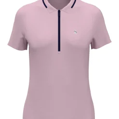 Women's Ribbed Golf Polo Shirt With Metallic Zip