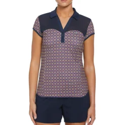 Women's Sweetheart Floral Print Cap Sleeve Polo