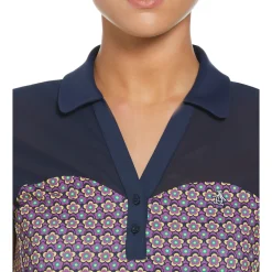 Women's Sweetheart Floral Print Cap Sleeve Polo