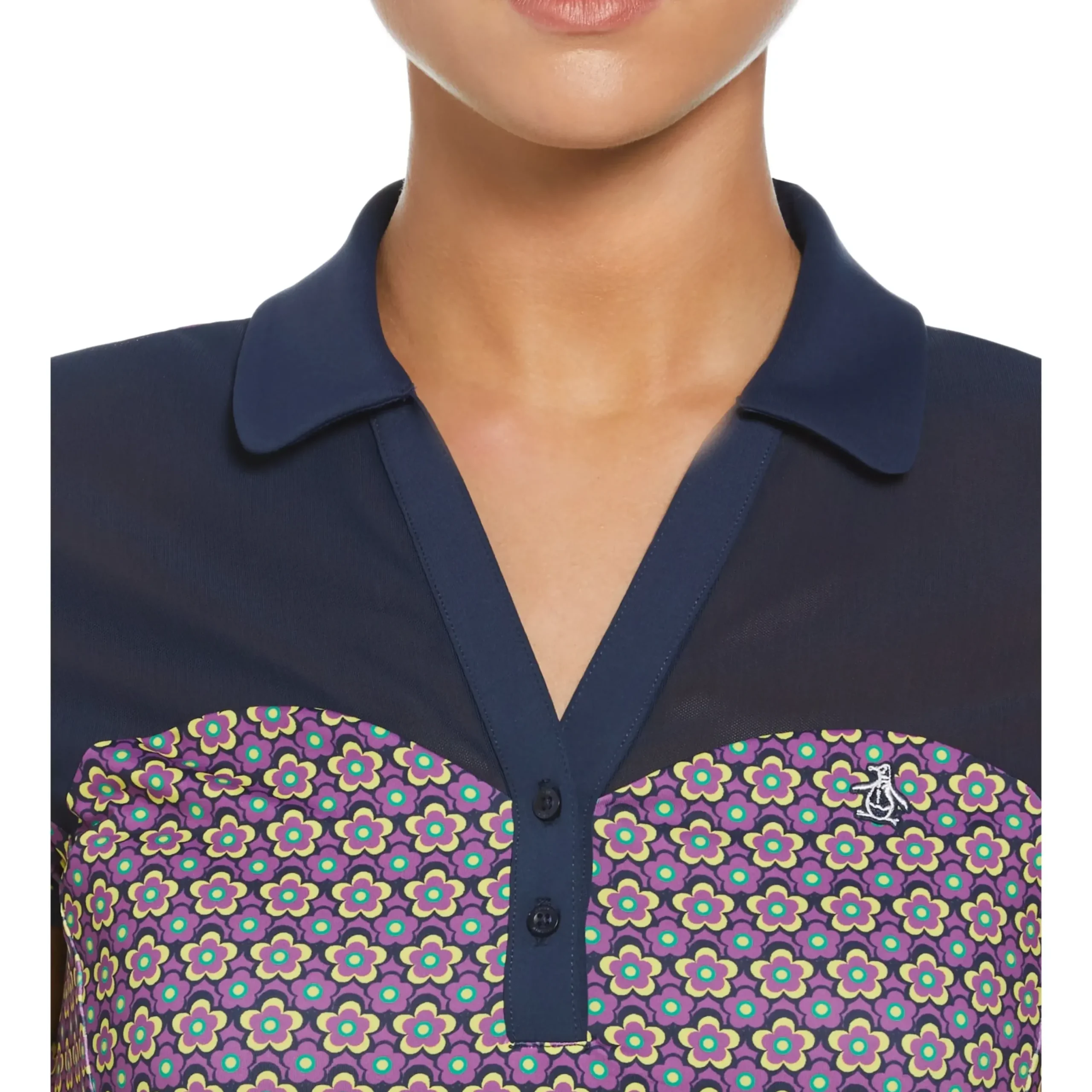 Women's Sweetheart Floral Print Cap Sleeve Polo