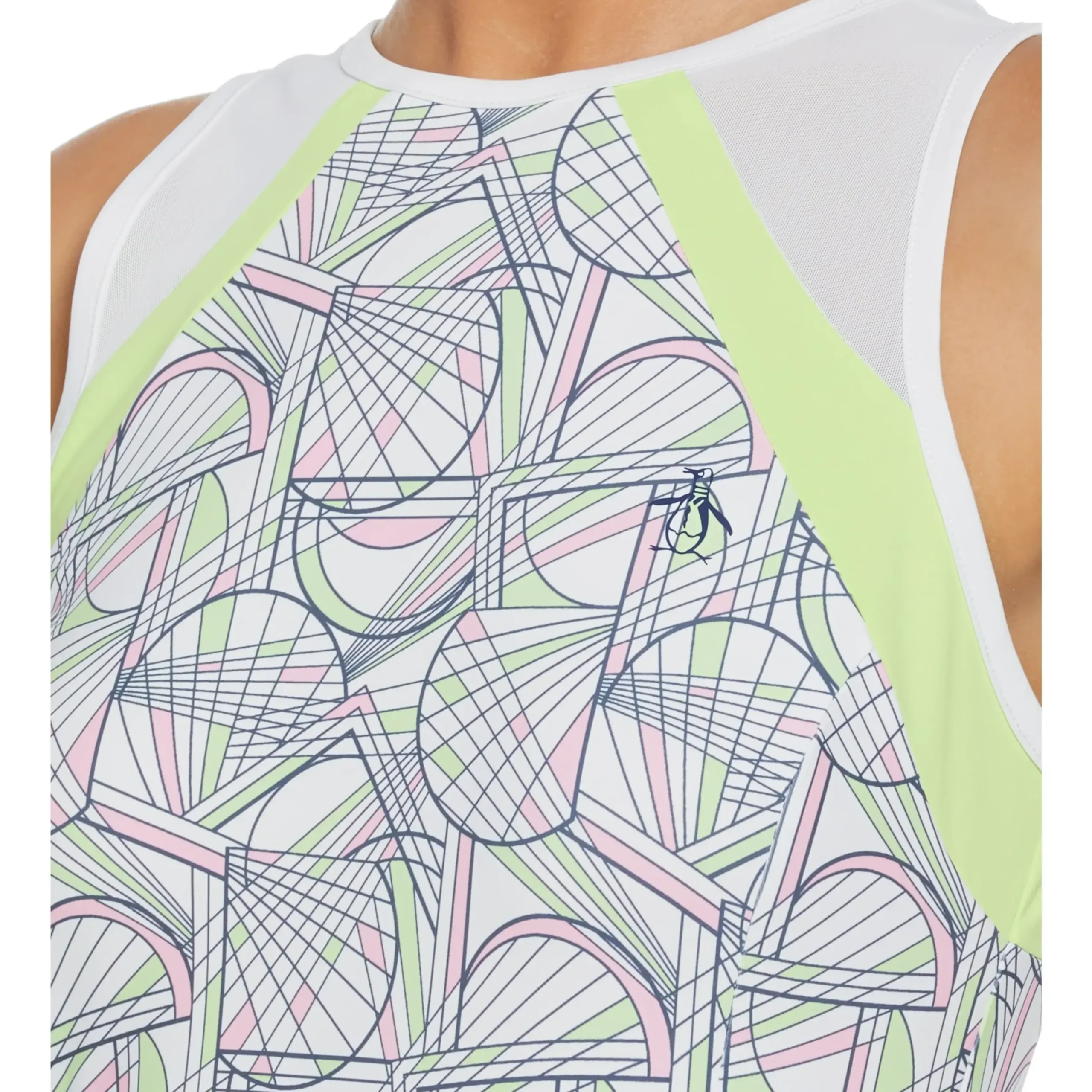 Women's Tennis Racket Print Mesh Block Tank Top