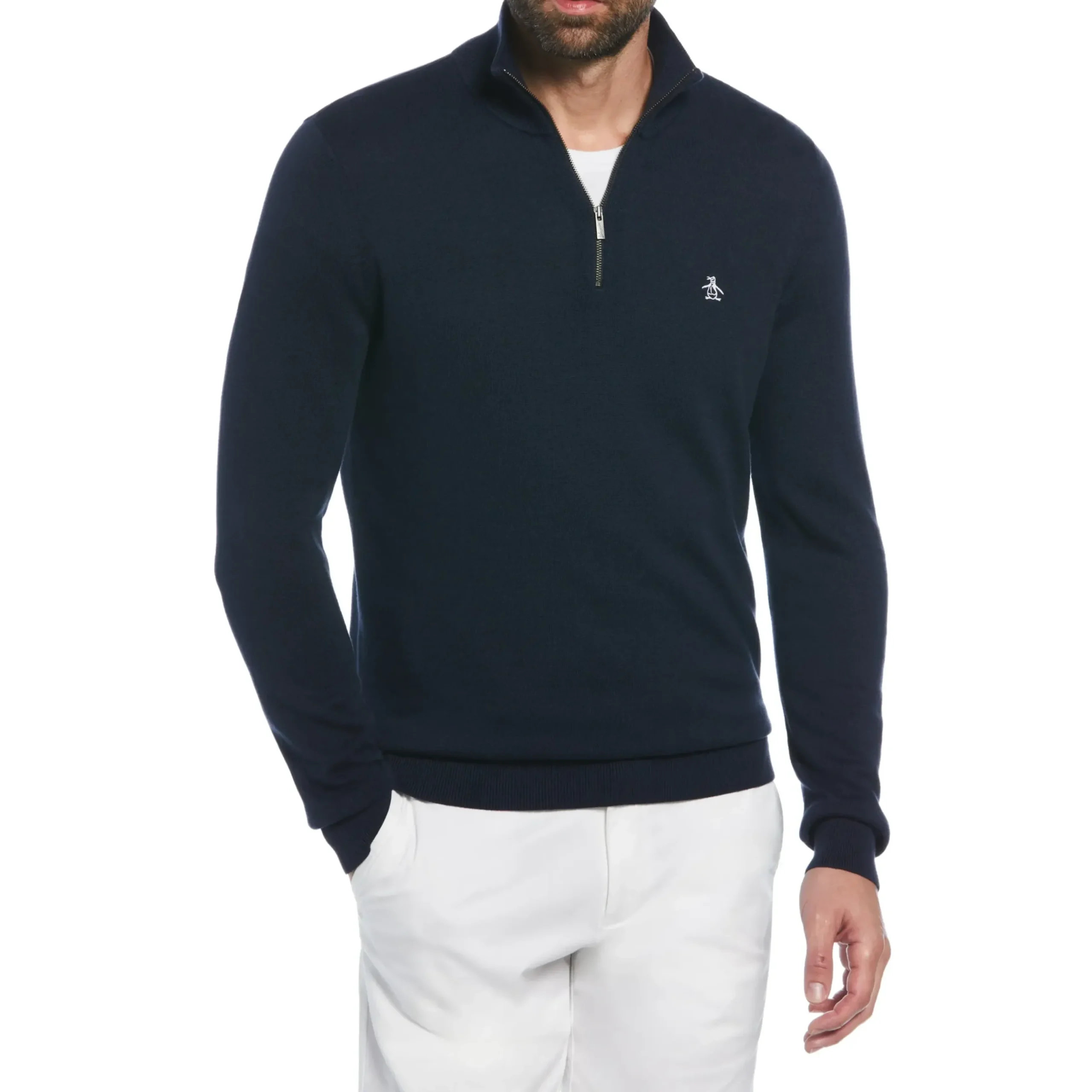 1/4 Zip Cotton Jersey Sweater