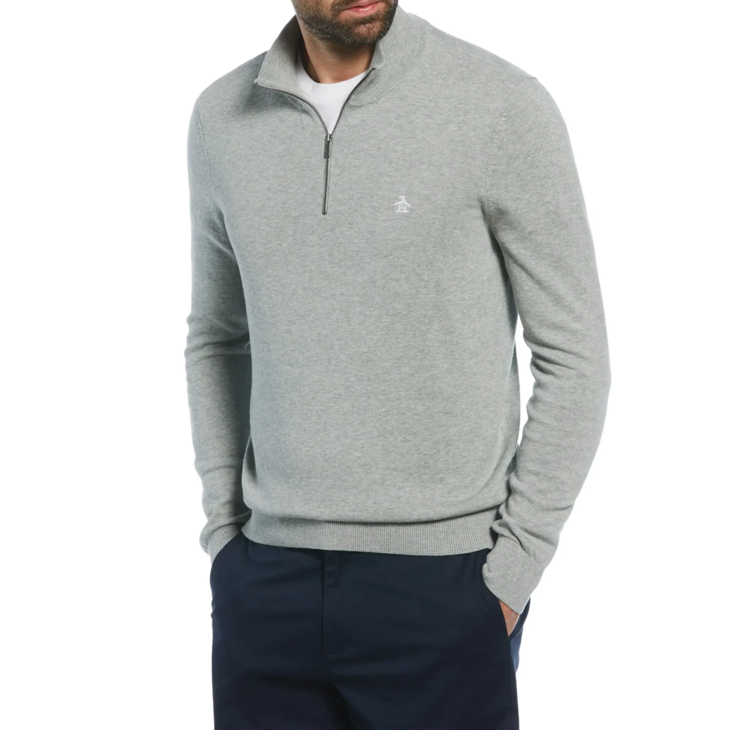 1/4 Zip Cotton Jersey Sweater