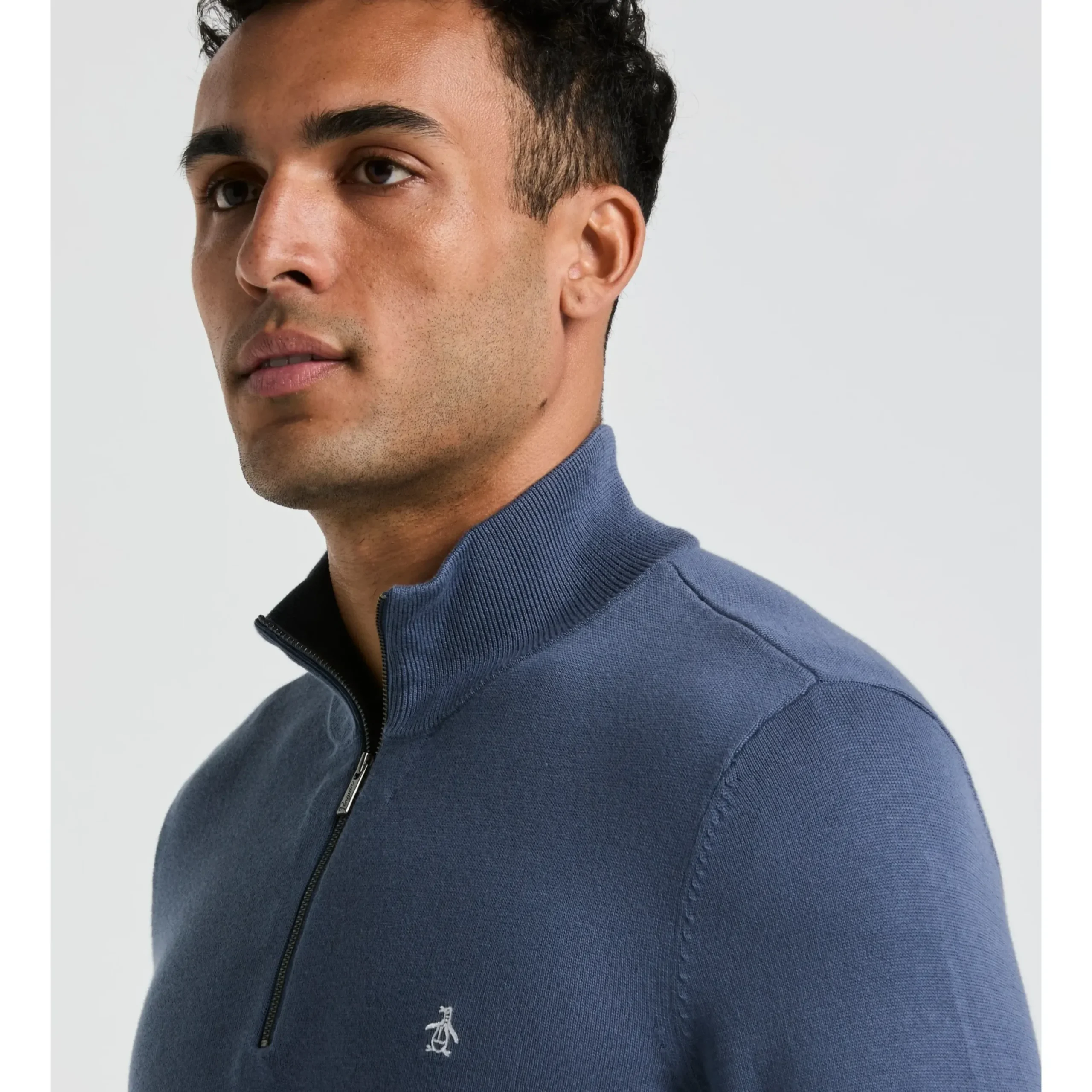 1/4 Zip Cotton Jersey Sweater