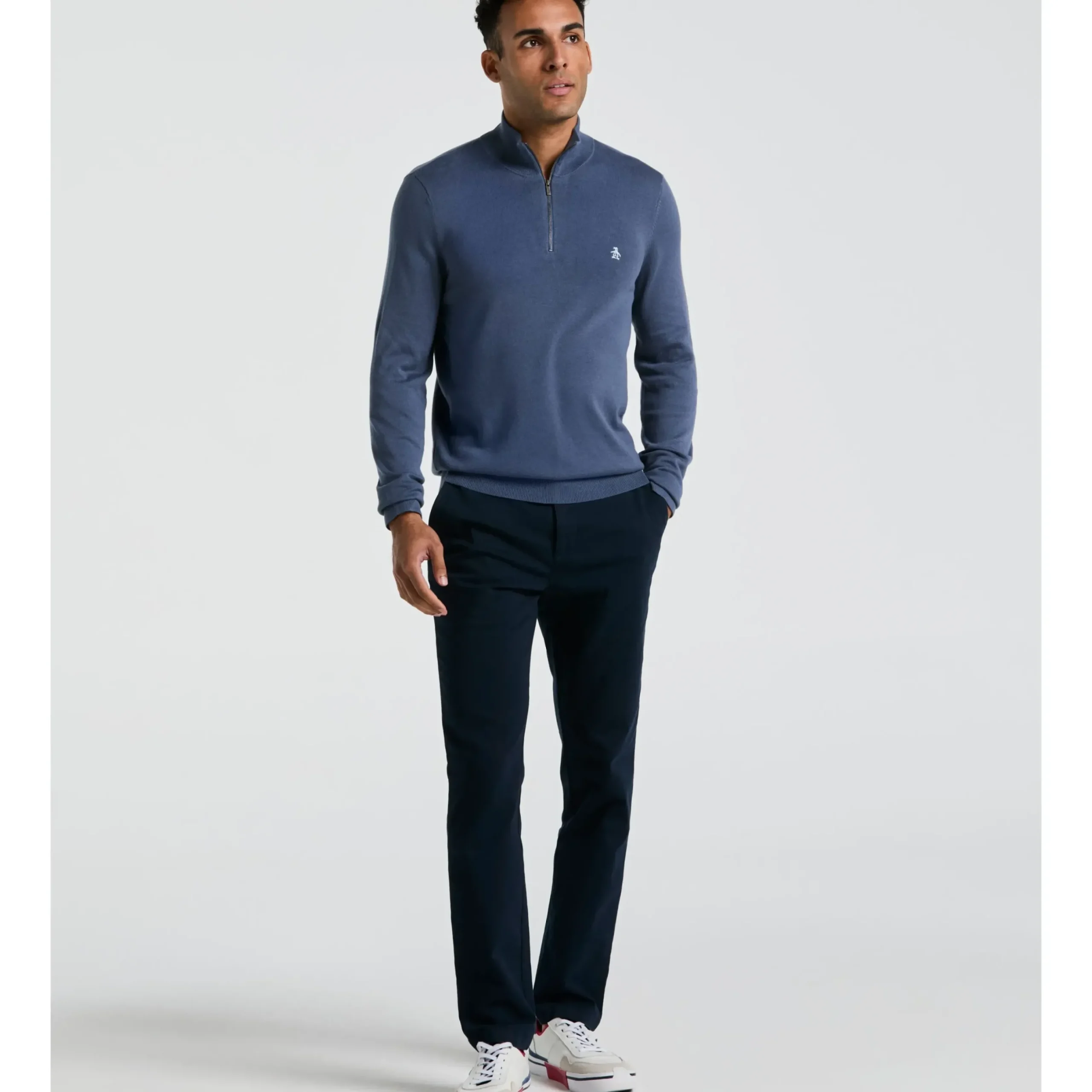1/4 Zip Cotton Jersey Sweater